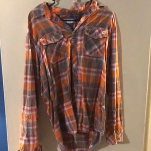 Long sleeve button up, w depart west, orange, med